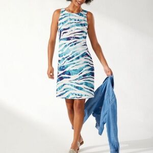 Tommy Bahama Darcy Zanzibar Dress - Size XS - Blue and White Zebra print